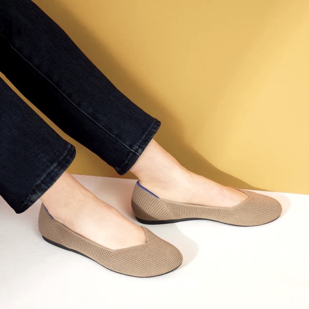 ROTHY'S THE FLATS TEXTILE ECRU BALLET FLATS SIZE US 10.5